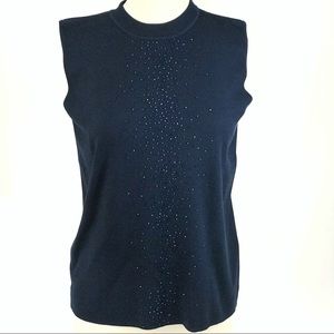 Haley Reserve tee Navy sleeveless silk embellished